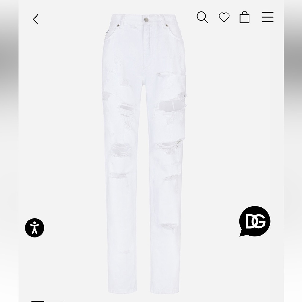 Dolce & Gabbana White Distressed Skinny Jeans size M